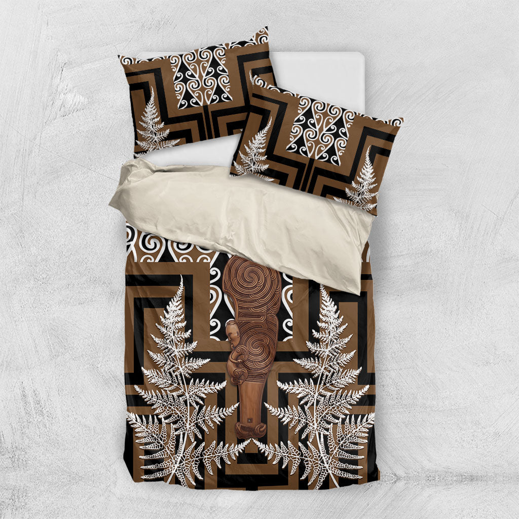 Wahaika New Zealand Bedding Set Maori Weapon Kowhaiwhai Fern Poutama Motifs