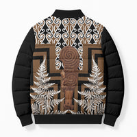 Wahaika New Zealand Bomber Puffer Jacket Maori Weapon Kowhaiwhai Fern Poutama Motifs