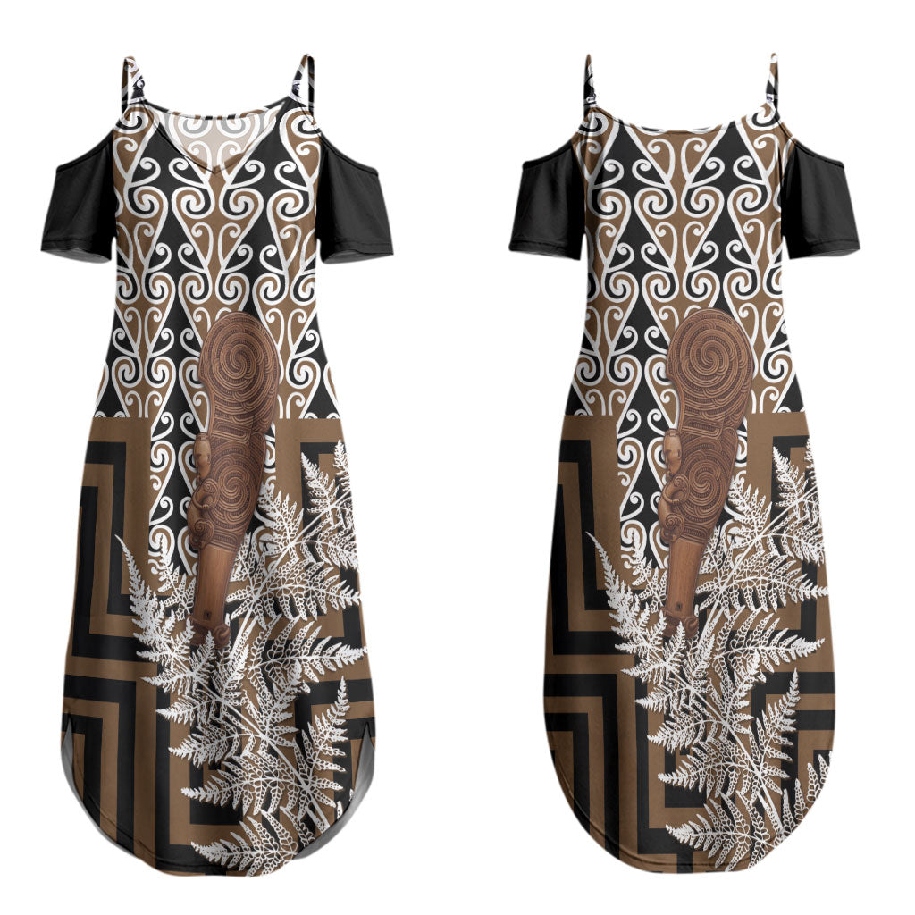 Wahaika New Zealand Couples Matching Summer Maxi Dress and Hawaiian Shirt Maori Weapon Kowhaiwhai Fern Poutama Motifs LT14 - Polynesian Pride