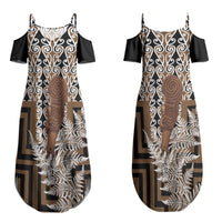 Wahaika New Zealand Couples Matching Summer Maxi Dress and Hawaiian Shirt Maori Weapon Kowhaiwhai Fern Poutama Motifs LT14 - Polynesian Pride