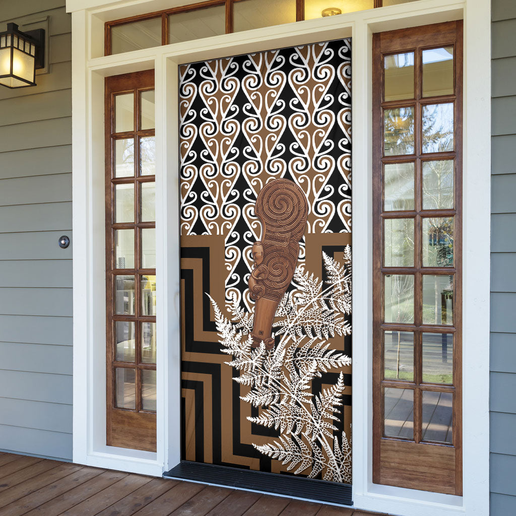 Wahaika New Zealand Door Cover Maori Weapon Kowhaiwhai Fern Poutama Motifs