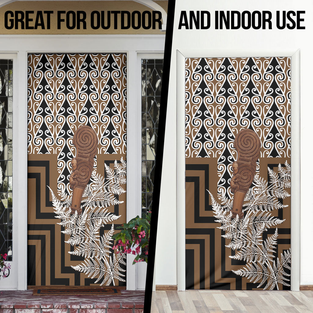 Wahaika New Zealand Door Cover Maori Weapon Kowhaiwhai Fern Poutama Motifs