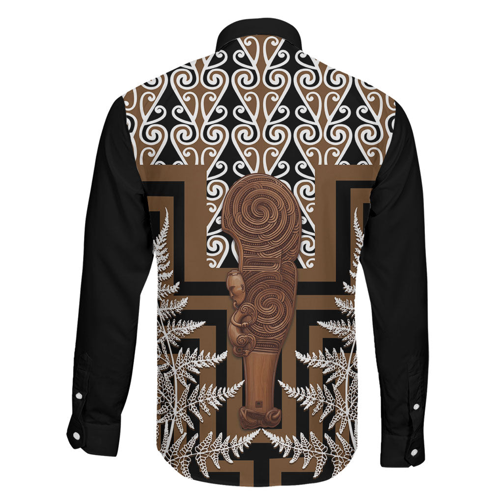 Wahaika New Zealand Family Matching Long Sleeve Bodycon Dress and Hawaiian Shirt Maori Weapon Kowhaiwhai Fern Poutama Motifs