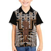 Wahaika New Zealand Family Matching Long Sleeve Bodycon Dress and Hawaiian Shirt Maori Weapon Kowhaiwhai Fern Poutama Motifs