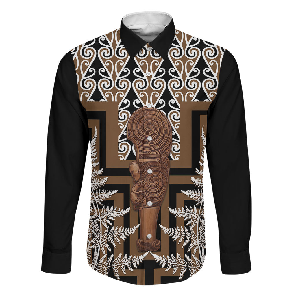 Wahaika New Zealand Family Matching Off Shoulder Short Dress and Hawaiian Shirt Maori Weapon Kowhaiwhai Fern Poutama Motifs