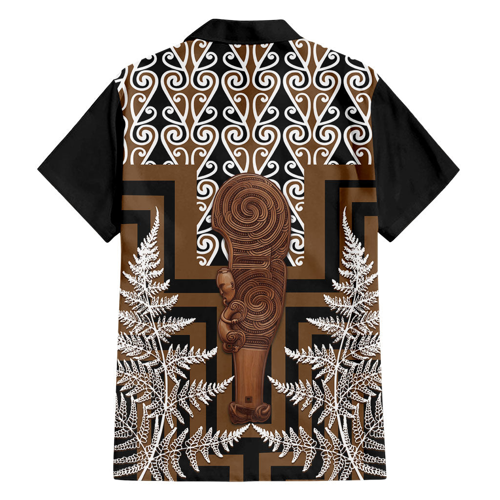 Wahaika New Zealand Family Matching Short Sleeve Bodycon Dress and Hawaiian Shirt Maori Weapon Kowhaiwhai Fern Poutama Motifs