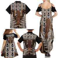 Wahaika New Zealand Family Matching Summer Maxi Dress and Hawaiian Shirt Maori Weapon Kowhaiwhai Fern Poutama Motifs