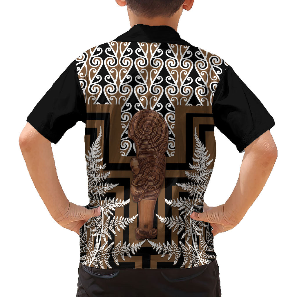 Wahaika New Zealand Family Matching Tank Maxi Dress and Hawaiian Shirt Maori Weapon Kowhaiwhai Fern Poutama Motifs