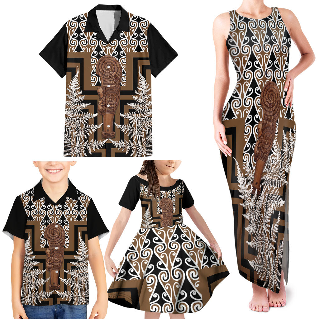 Wahaika New Zealand Family Matching Tank Maxi Dress and Hawaiian Shirt Maori Weapon Kowhaiwhai Fern Poutama Motifs LT14 - Polynesian Pride