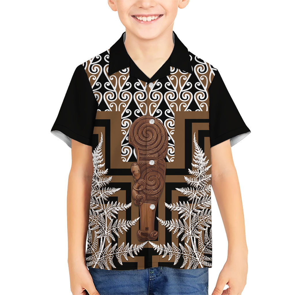 Wahaika New Zealand Family Matching Tank Maxi Dress and Hawaiian Shirt Maori Weapon Kowhaiwhai Fern Poutama Motifs
