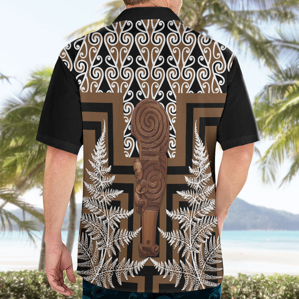 Wahaika New Zealand Hawaiian Shirt Maori Weapon Kowhaiwhai Fern Poutama Motifs