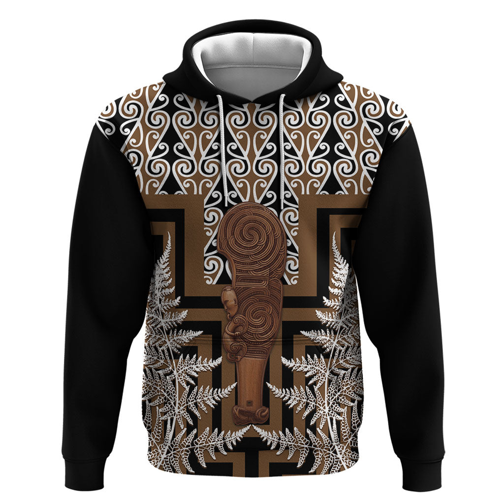 Wahaika New Zealand Hoodie Maori Weapon Kowhaiwhai Fern Poutama Motifs