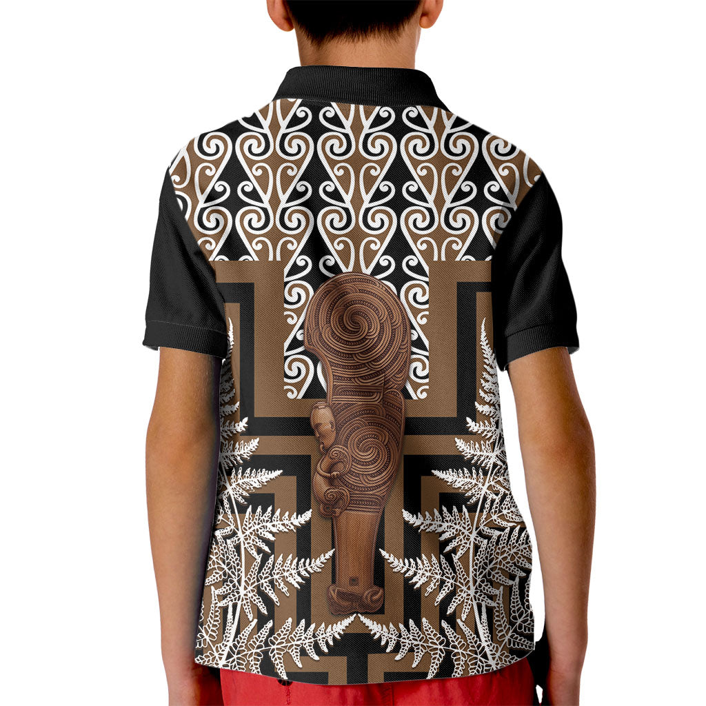 Wahaika New Zealand Kid Polo Shirt Maori Weapon Kowhaiwhai Fern Poutama Motifs