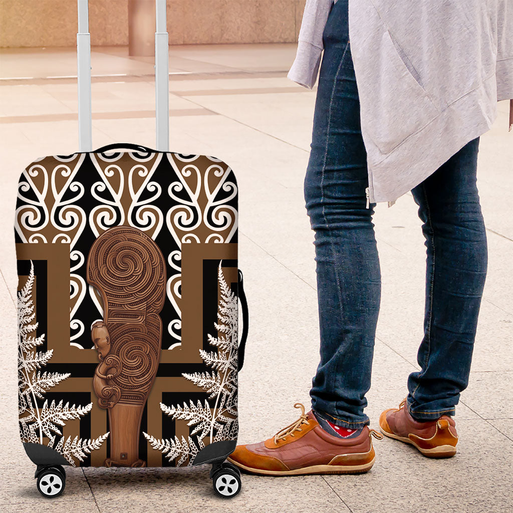 Wahaika New Zealand Luggage Cover Maori Weapon Kowhaiwhai Fern Poutama Motifs