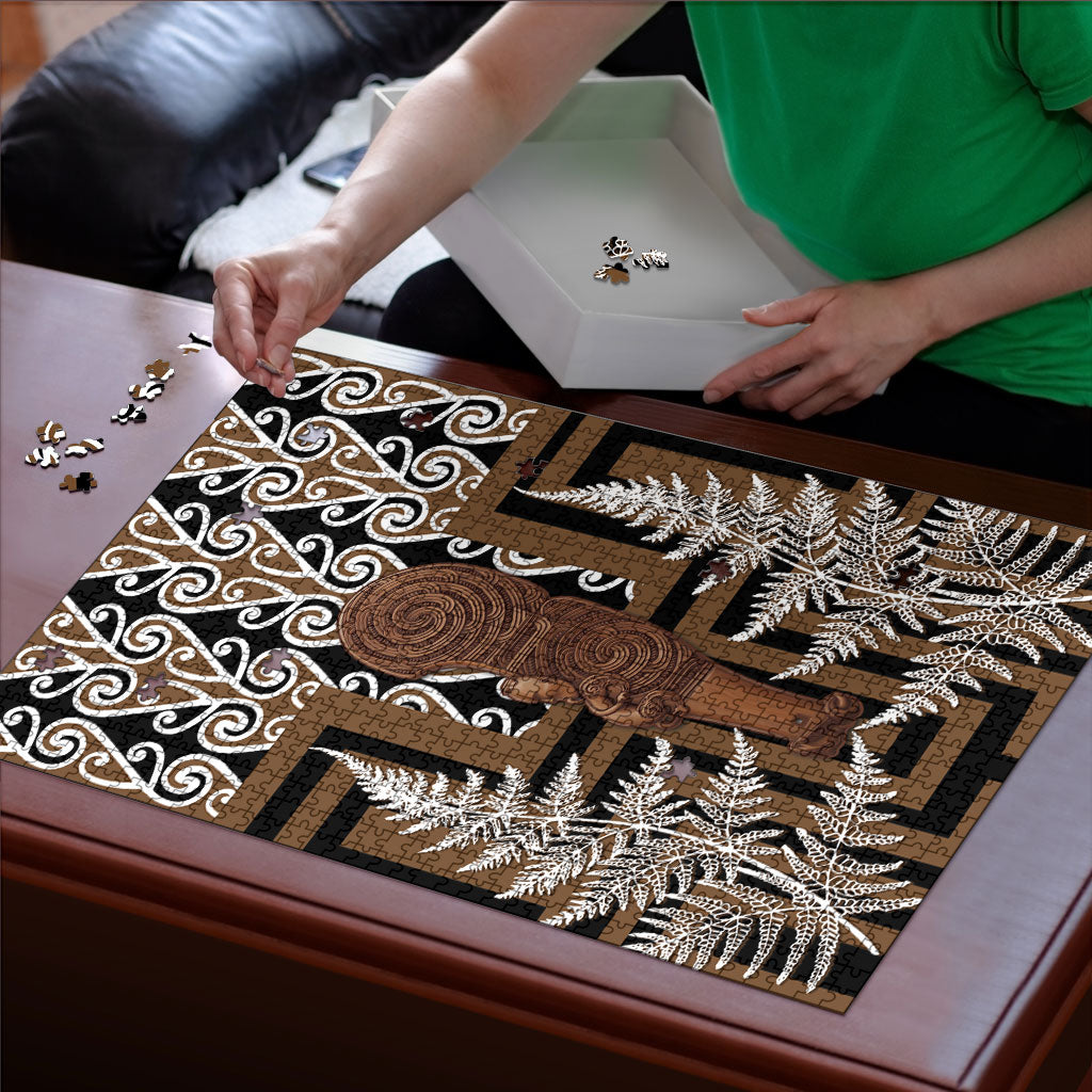 Wahaika New Zealand Puzzle Maori Weapon Kowhaiwhai Fern Poutama Motifs