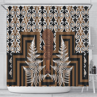 Wahaika New Zealand Shower Curtain Maori Weapon Kowhaiwhai Fern Poutama Motifs