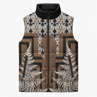 Wahaika New Zealand Sleeveless Puffer Jacket Maori Weapon Kowhaiwhai Fern Poutama Motifs