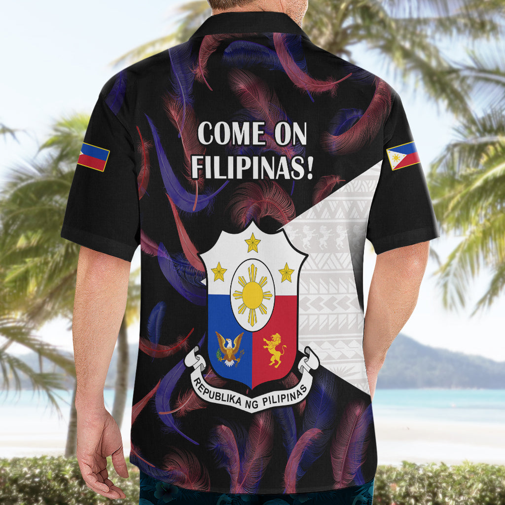 Philippines Football Hawaiian Shirt 2023 World Cup Go Filipinas Feather Black Version LT14 - Polynesian Pride