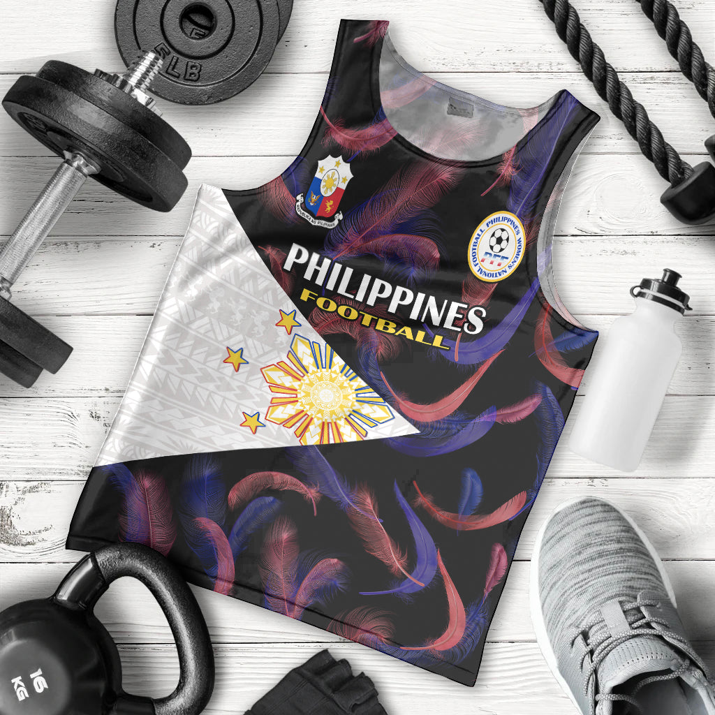 Philippines Football Men Tank Top 2023 World Cup Go Filipinas Feather Black Version LT14 Black - Polynesian Pride