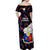 Philippines Football Off Shoulder Maxi Dress 2023 World Cup Go Filipinas Feather Black Version LT14 - Polynesian Pride