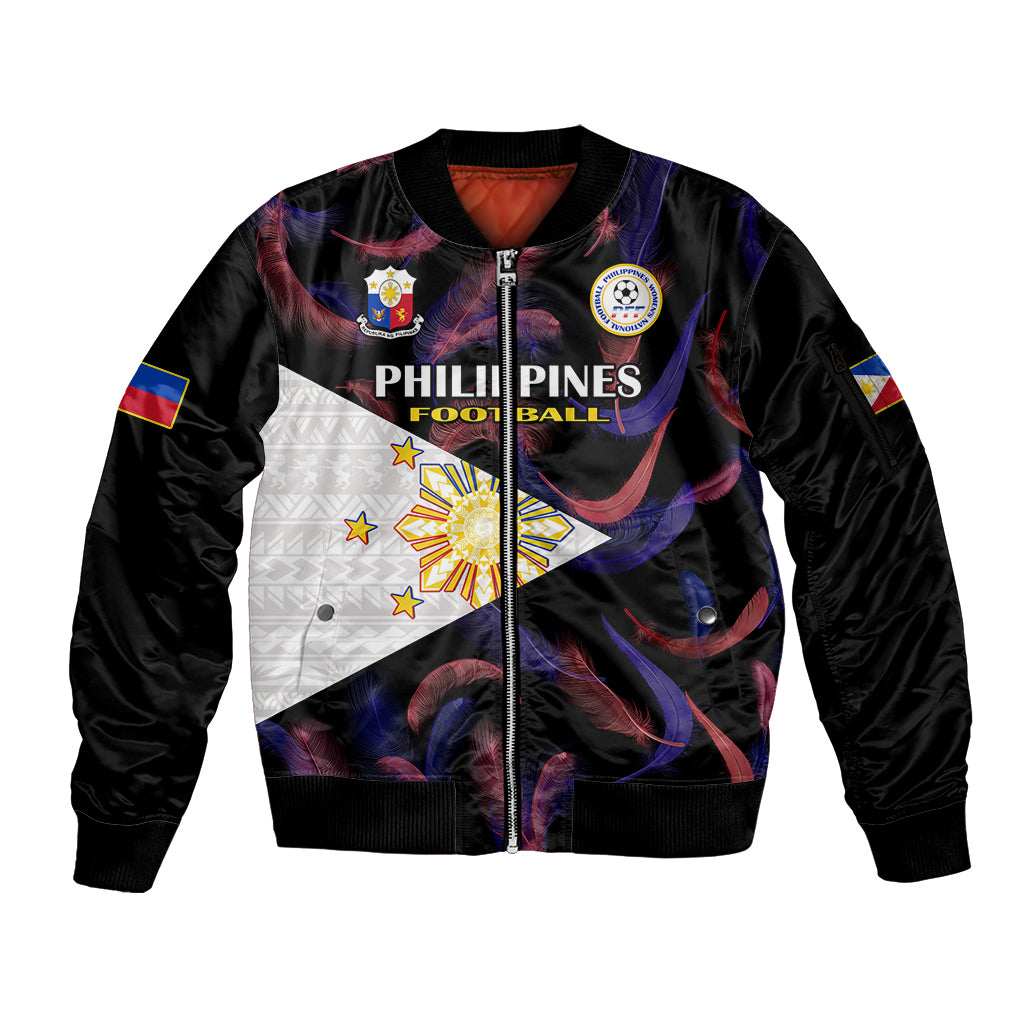 Philippines Football Sleeve Zip Bomber Jacket 2023 World Cup Go Filipinas Feather Black Version LT14 Unisex Black - Polynesian Pride