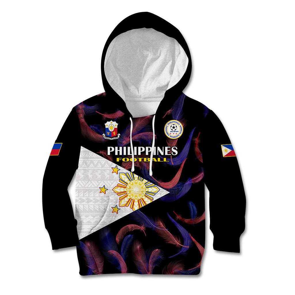 Custom Philippines Football Kid Hoodie 2023 World Cup Go Filipinas Feather Black Version LT14 Black - Polynesian Pride