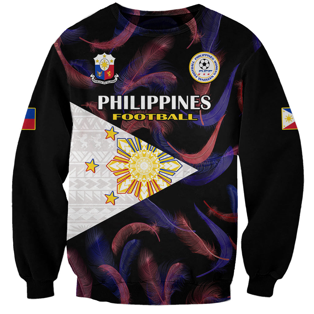 Custom Philippines Football Sweatshirt 2023 World Cup Go Filipinas Feather Black Version LT14 Unisex Black - Polynesian Pride