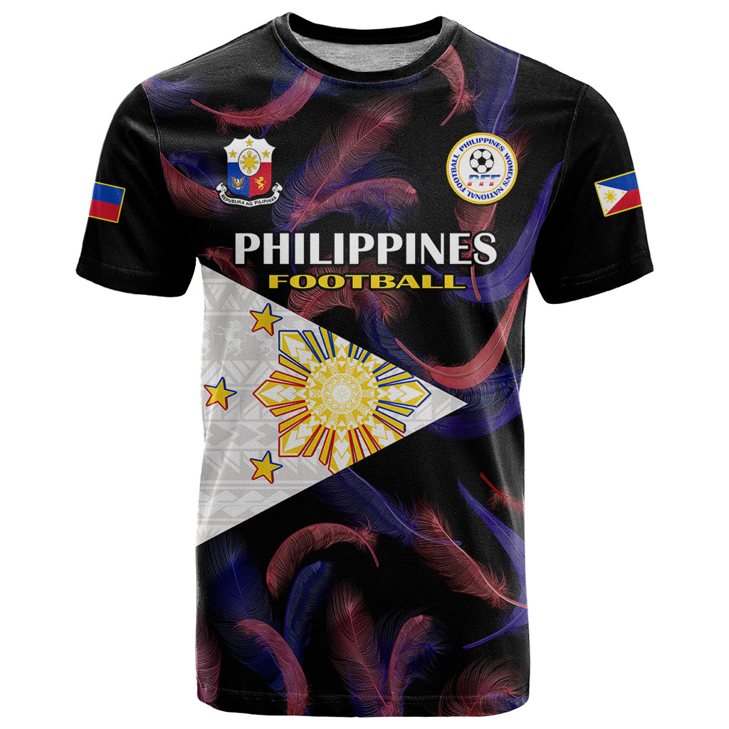 Custom Philippines Football T Shirt 2023 World Cup Go Filipinas Feather Black Version LT14 Black - Polynesian Pride