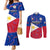 Philippines Football Couples Matching Mermaid Dress and Long Sleeve Button Shirts 2023 World Cup Go Filipinas Feather Flag Version LT14 Blue - Polynesian Pride