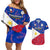 Philippines Football Couples Matching Off Shoulder Short Dress and Hawaiian Shirt 2023 World Cup Go Filipinas Feather Flag Version LT14 Blue - Polynesian Pride