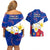 Philippines Football Couples Matching Off Shoulder Short Dress and Hawaiian Shirt 2023 World Cup Go Filipinas Feather Flag Version LT14 - Polynesian Pride