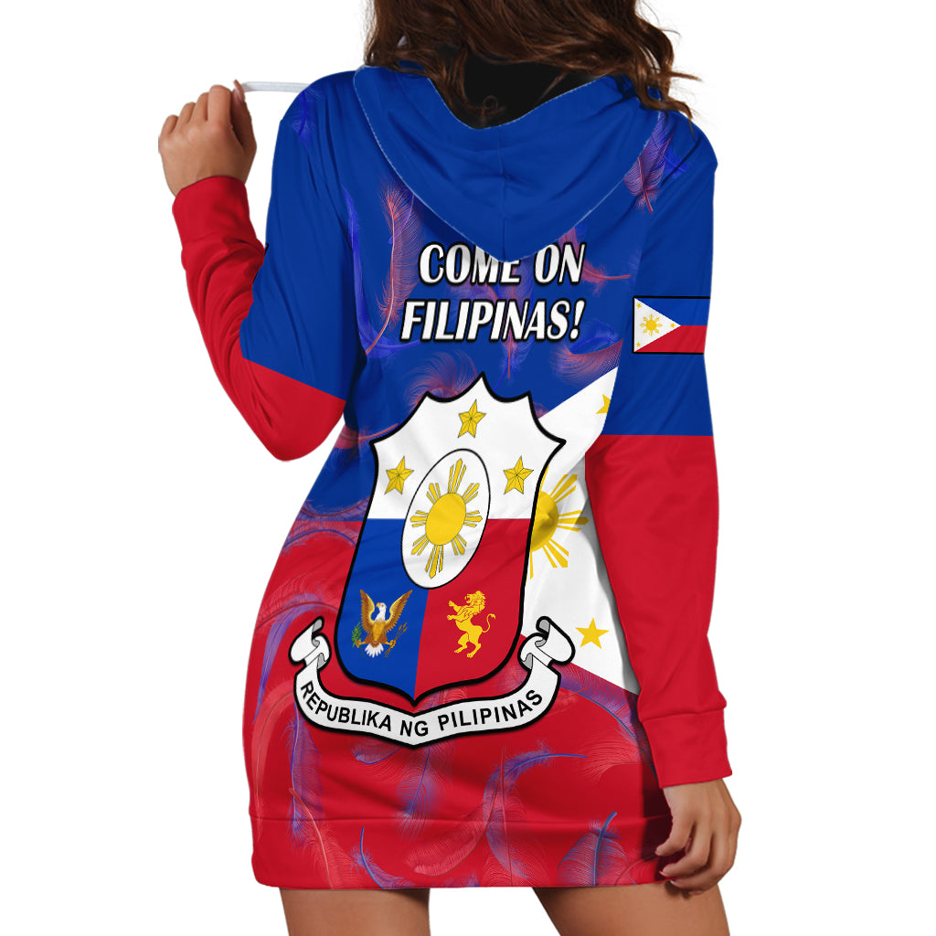 Philippines Football Hoodie Dress 2023 World Cup Go Filipinas Feather Flag Version LT14 - Polynesian Pride
