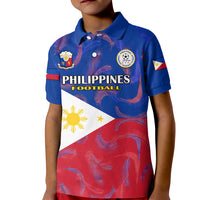 Philippines Football Kid Polo Shirt 2023 World Cup Go Filipinas Feather Flag Version LT14 Kid Blue - Polynesian Pride