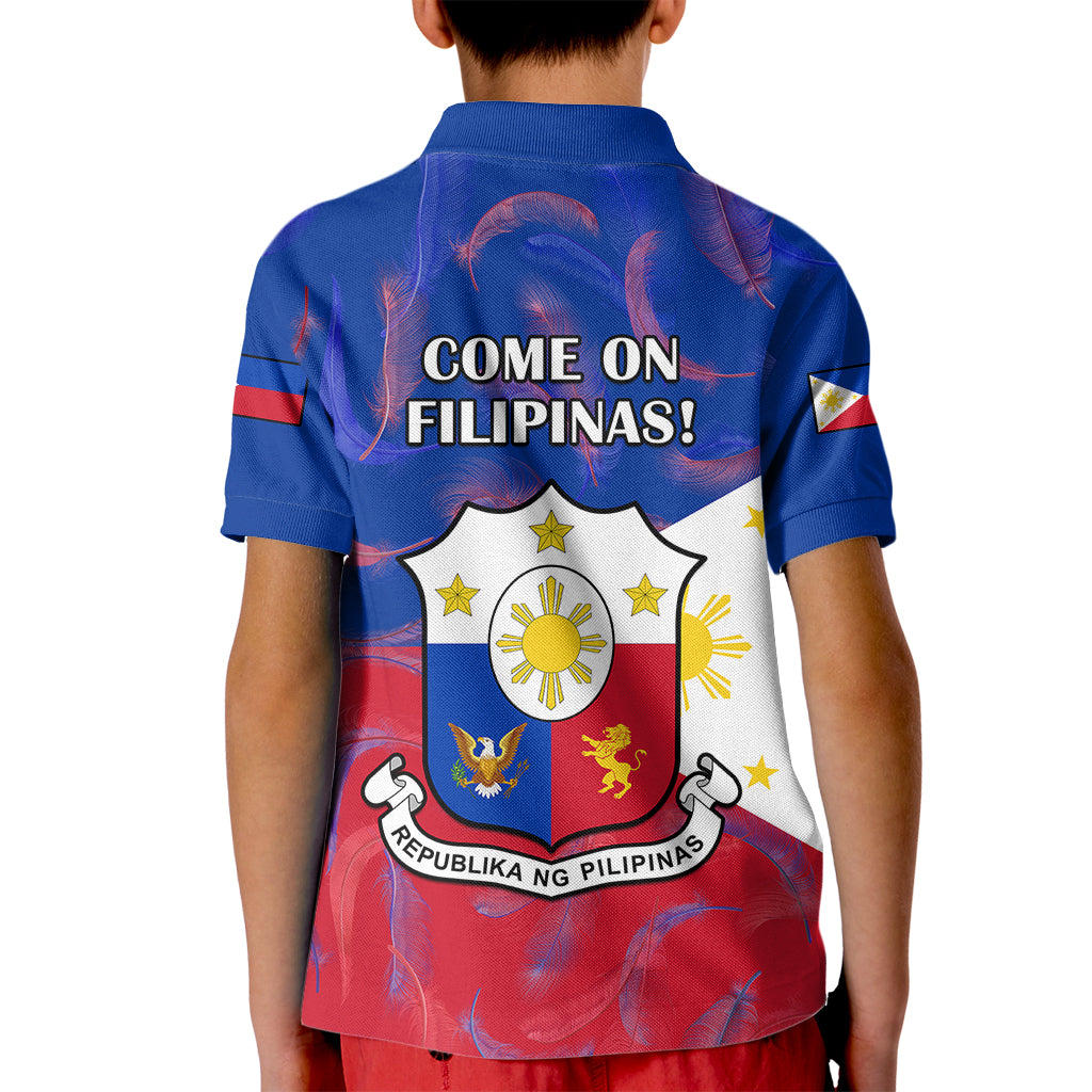 Philippines Football Kid Polo Shirt 2023 World Cup Go Filipinas Feather Flag Version LT14 - Polynesian Pride