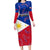 Philippines Football Long Sleeve Bodycon Dress 2023 World Cup Go Filipinas Feather Flag Version LT14 Long Dress Blue - Polynesian Pride