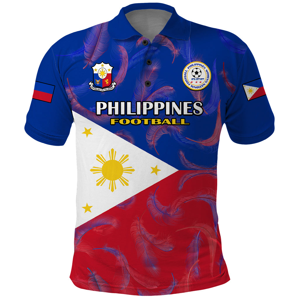 Philippines Football Polo Shirt 2023 World Cup Go Filipinas Feather Flag Version LT14 Blue - Polynesian Pride