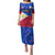 Philippines Football Puletasi 2023 World Cup Go Filipinas Feather Flag Version LT14 Long Dress Blue - Polynesian Pride