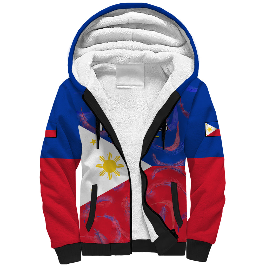 Philippines Football Sherpa Hoodie 2023 World Cup Go Filipinas Feather Flag Version LT14 Unisex Blue - Polynesian Pride