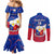 Custom Philippines Football Couples Matching Mermaid Dress and Long Sleeve Button Shirts 2023 World Cup Go Filipinas Feather Flag Version LT14 - Polynesian Pride