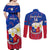 Custom Philippines Football Couples Matching Off Shoulder Maxi Dress and Long Sleeve Button Shirts 2023 World Cup Go Filipinas Feather Flag Version LT14 - Polynesian Pride