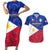 Custom Philippines Football Couples Matching Short Sleeve Bodycon Dress and Hawaiian Shirt 2023 World Cup Go Filipinas Feather Flag Version LT14 Blue - Polynesian Pride