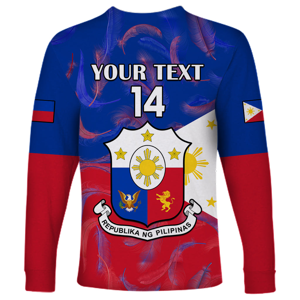 Custom Philippines Football Long Sleeve Shirt 2023 World Cup Go Filipinas Feather Flag Version LT14 - Polynesian Pride