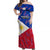 Custom Philippines Football Off Shoulder Maxi Dress 2023 World Cup Go Filipinas Feather Flag Version LT14 Women Blue - Polynesian Pride