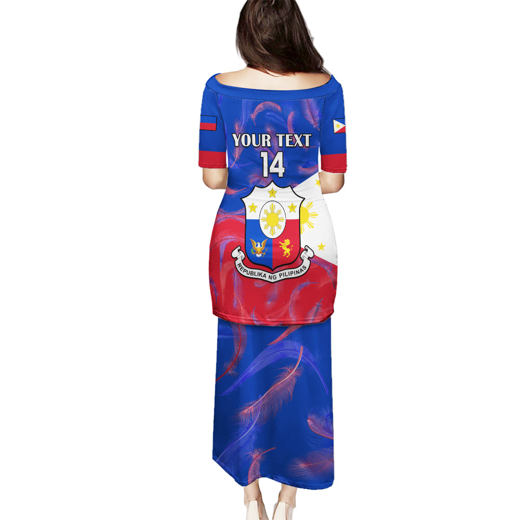 Custom Philippines Football Puletasi 2023 World Cup Go Filipinas Feather Flag Version LT14 - Polynesian Pride