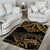 Black and Gold Polynesia Area Rug Plumeria Tattoo With Polynesian Pattern