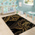 Black and Gold Polynesia Area Rug Plumeria Tattoo With Polynesian Pattern