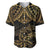 Black and Gold Polynesia Baseball Jersey Plumeria Tattoo With Polynesian Pattern