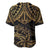 Black and Gold Polynesia Baseball Jersey Plumeria Tattoo With Polynesian Pattern