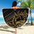 Black and Gold Polynesia Beach Blanket Plumeria Tattoo With Polynesian Pattern