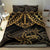 Black and Gold Polynesia Bedding Set Plumeria Tattoo With Polynesian Pattern